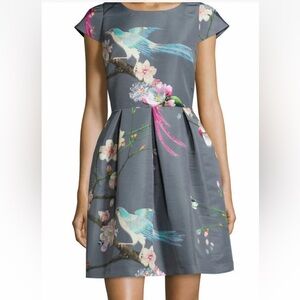 Ted Baker Orient Dress Blue Bird and Pink Floral Design